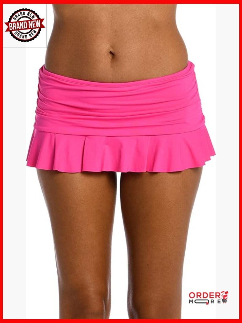 Women's Skirted Hipster Bikini Bottom Swimwear Bottoms High Rise Nylon Blend